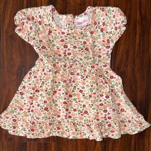 Little Lass Floral Print Dress - Pink and Green